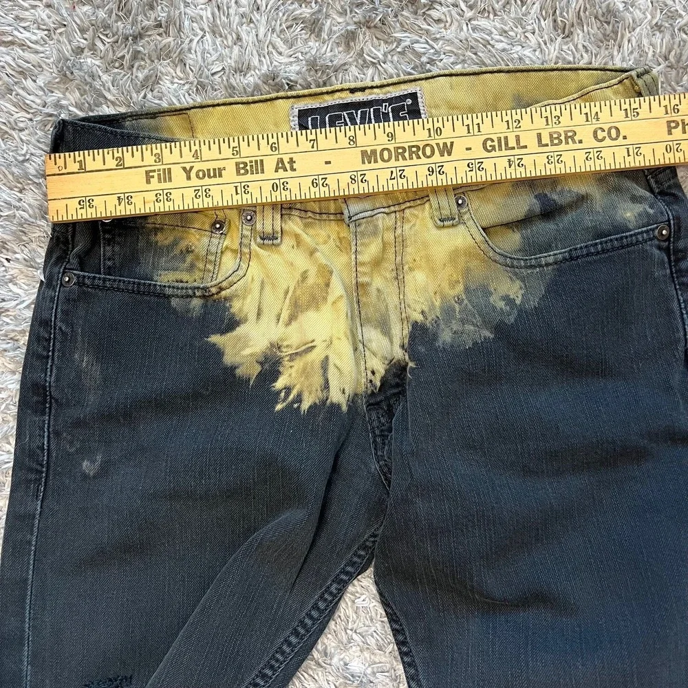 Levi's 511 Skinny Jeans W32 L30 Yellow Black Bleach Tie‎ Dye Grunge Punk Street